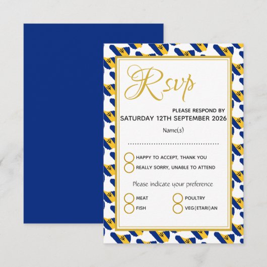 BARBADOS Custom Wedding RSVP Kaartje (Voorkant / Achterkant)