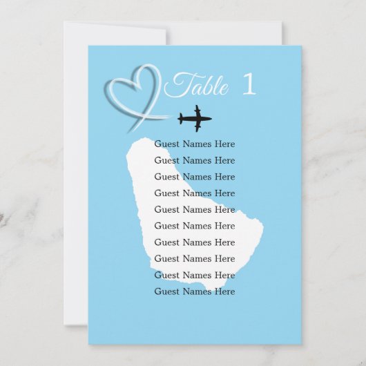 Barbados Destination Trouwtafel Plan Kaart (Voorkant)