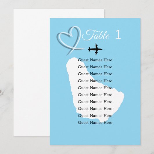 Barbados Destination Trouwtafel Plan Kaart (Voorkant / Achterkant)