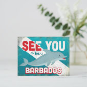 Barbados Dolphin - Retro Vintage Travel Briefkaart (Staand voorkant)