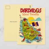 Barbados Eiland Kaart Ansichtkaart (Voorkant / Achterkant)