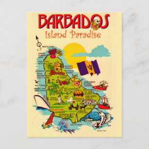 Barbados Eiland Kaart Ansichtkaart