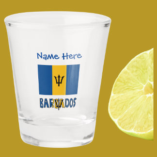 Barbados en Barbadiaanse Vlag Blauwe Personalisati Shot Glas