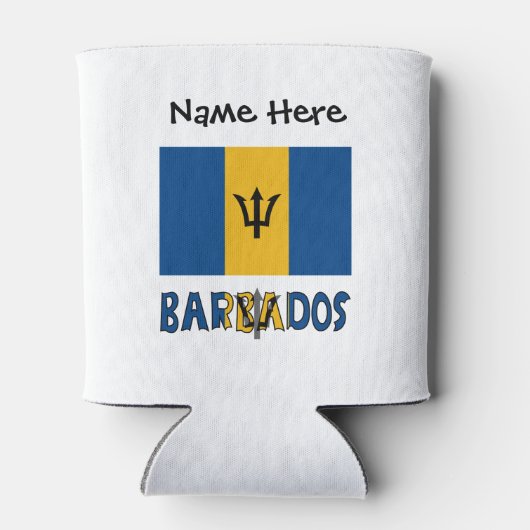 Barbados en Barbadiaanse vlag met Jouw naam Blikjeskoeler (Achterkant)