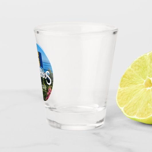 "Barbados Est. 1966" Oostkust Uitzicht met vlag Shot Glas (Rechts)