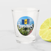 "Barbados Est. 1966" Oostkust Uitzicht met vlag Shot Glas (Voorkant)