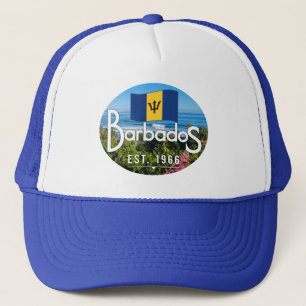 "Barbados Est. 1966" Oostkust Uitzicht met vlag Trucker Pet