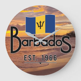 "Barbados Est. 1966" Zonsondergang met de vlag van Grote Klok