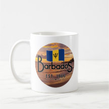 "Barbados Est. 1966" Zonsondergang met de vlag van