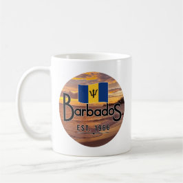 "Barbados Est. 1966" Zonsondergang met de vlag van Koffiemok