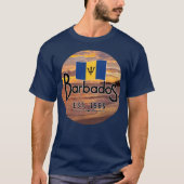 "Barbados Est. 1966" Zonsondergang met de vlag van T-shirt (Voorkant)