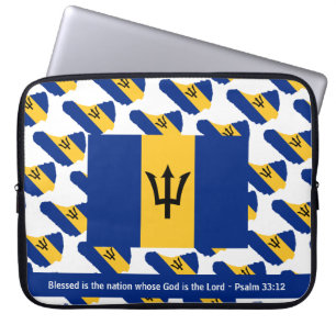 BARBADOS FLAG   Aangepaste scripts   Gezegende nat Laptop Sleeve