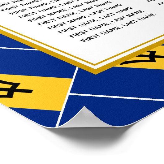 BARBADOS FLAG Custom Wedding 120 Seating Plan Poster (Hoek)