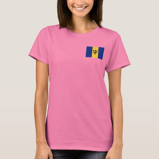Barbados Flag en Map Dk T-Shirt (Voorkant)
