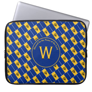 BARBADOS FLAG Gepersonaliseerd Monogram Barbadiaan Laptop Sleeve