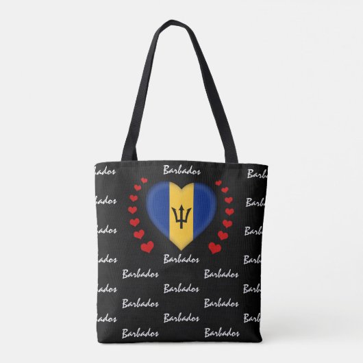 Barbados Flag & Heart Barbados mode Tote Bag (Achterkant)