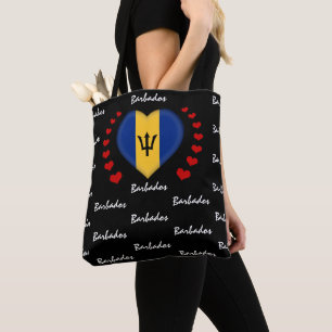 Barbados Flag & Heart Barbados mode Tote Bag