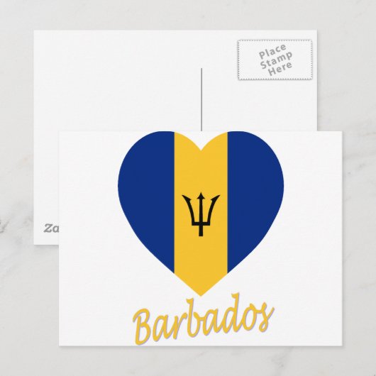 Barbados Flag Heart Briefkaart (Voorkant / Achterkant)
