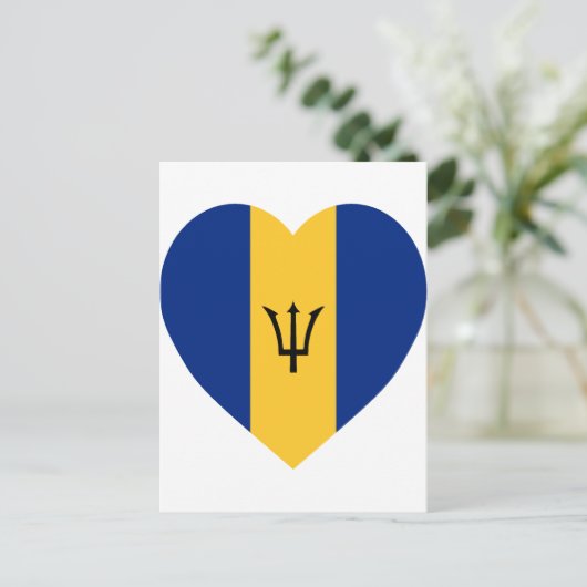 Barbados Flag Heart Briefkaart (Staand voorkant)