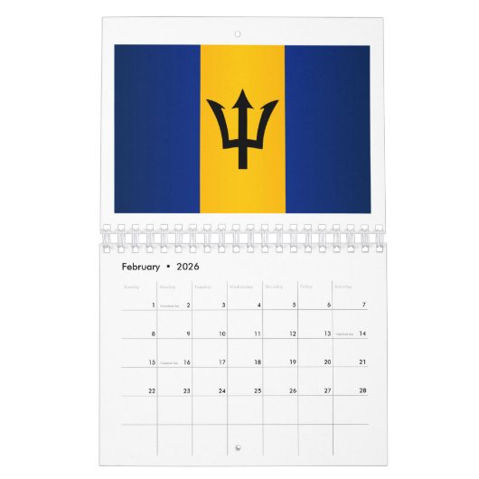 Barbados Flag Kalender (Feb 2026)