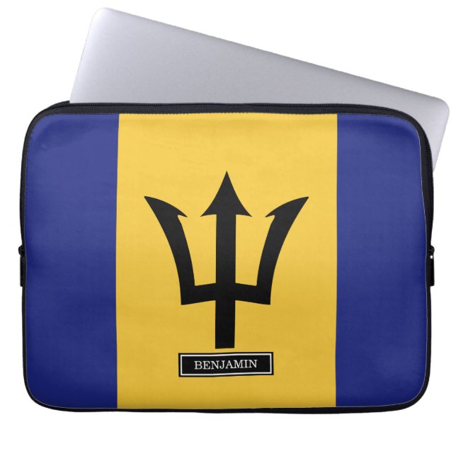 Barbados Flag Laptop Sleeve (Voorkant)