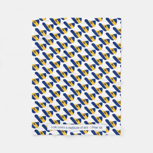 Barbados Flag | LOVE HOESJES SIN | CHRISTELIJK Fleece Deken (Voorkant)