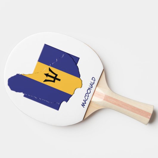 BARBADOS FLAG & MAP op maat Tafeltennisbatje (Zijkant)