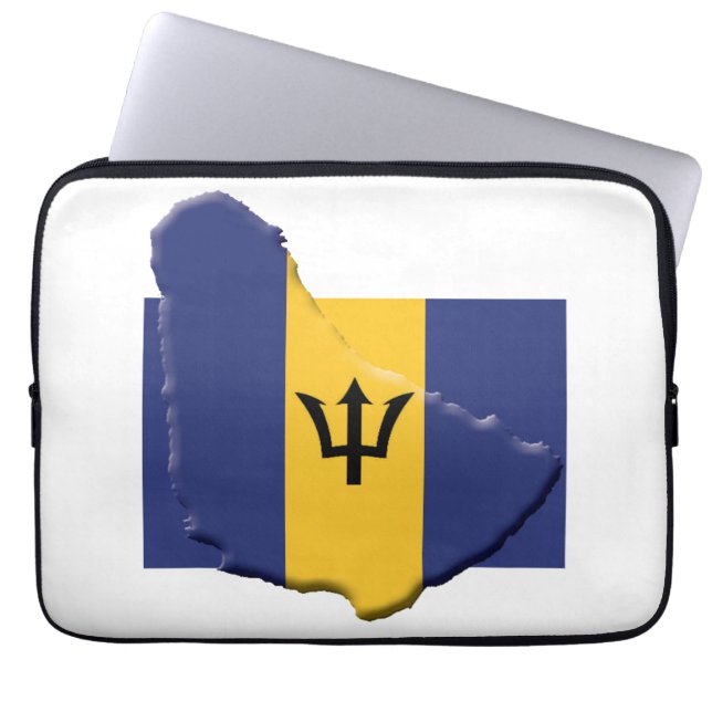 BARBADOS Flag Map Patriotic Computer WHITE Laptop Sleeve (Voorkant)