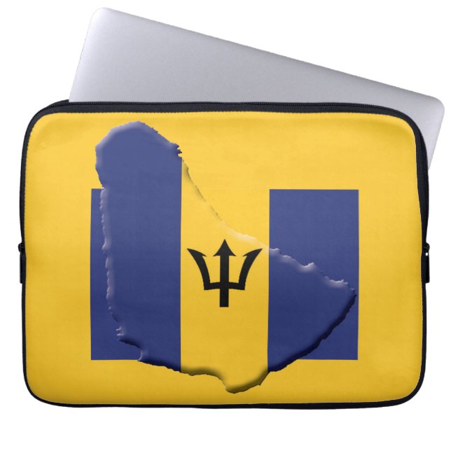 BARBADOS Flag Map Patriottic Computer YELLOW Laptop Sleeve (Voorkant)