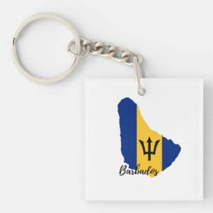 Barbados Flag Map Sleutelhanger