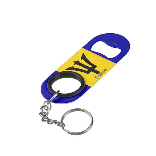 Barbados Flag Mini Flessenopener (Achterkant Gekanteld)