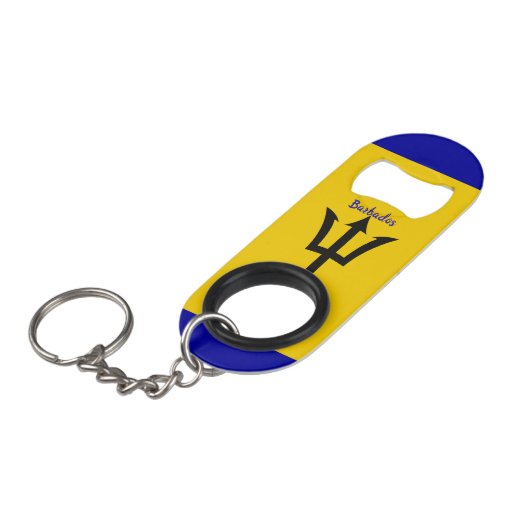 Barbados Flag Mini Flessenopener (Voorkant Gekanteld)
