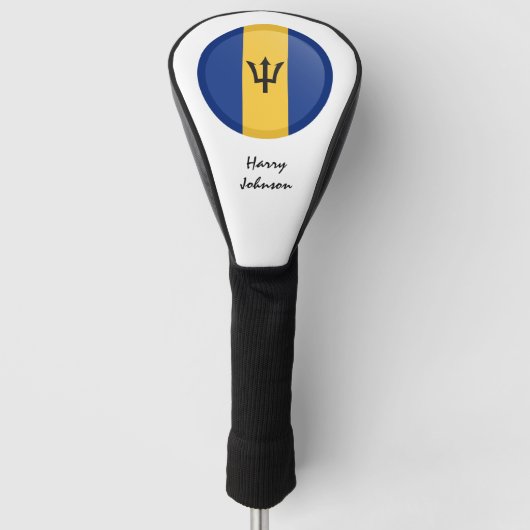 Barbados Flag & Monogrammed Golfclubs Hoesjes Golfheadcover (Voorkant)