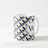 BARBADOS Flag Patriottic Custom Monogram GOD BLESS Koffiemok (Voorkant rechts)