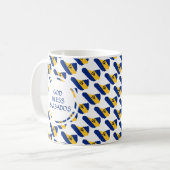 BARBADOS Flag Patriottic Custom Monogram GOD BLESS Koffiemok (Voorkant links)