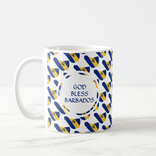 BARBADOS Flag Patriottic Custom Monogram GOD BLESS Koffiemok (Links)