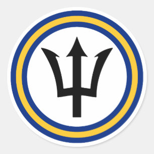 Barbados Flag Ring Ronde Sticker
