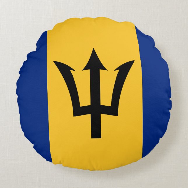 Barbados Flag Rond Kussen (Voorkant)
