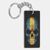 Barbados Flag Skull op Black Sleutelhanger (Voorkant Links)