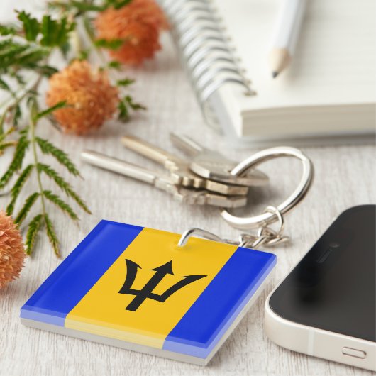 Barbados Flag Sleutelhanger (Voorkant Rechts)