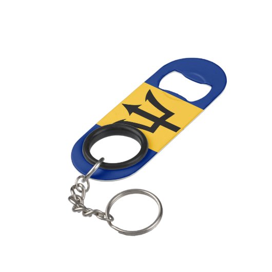 Barbados Flag Sleutelhanger Flessenopener (Achterkant Gekanteld)