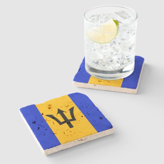 Barbados Flag Stenen Onderzetter (Zijkant)