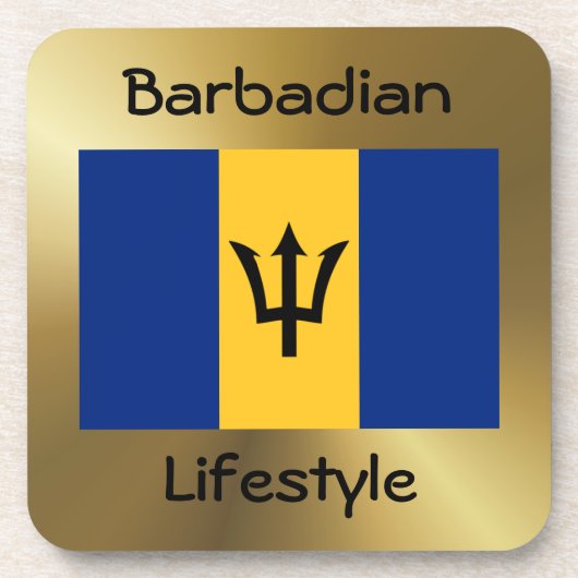 Barbados Flag+Text Onderzetter (Voorkant)