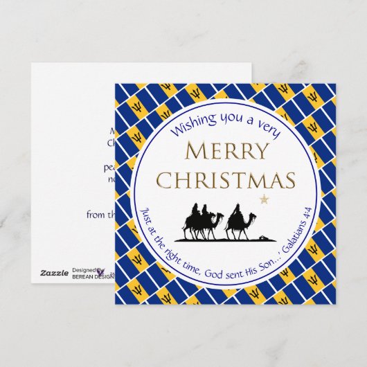 BARBADOS FLAG Three Wise Mannen Barbadian Kerstmis Feestdagenkaart (Voorkant / Achterkant)