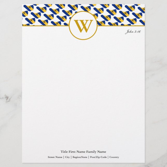 BARBADOS Gepersonaliseerd Monogram Briefhoofd (Voorkant)
