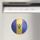Barbados Glossy Circle Flag Magneet (Insitu (Vaatwasser))
