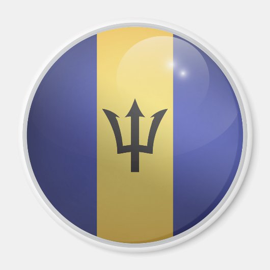 Barbados Glossy Circle Flag Magneet (Voorkant)