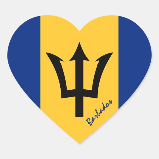 Barbados Hartsticker, Patriotische vlag van Barbad Hart Sticker (Voorkant)