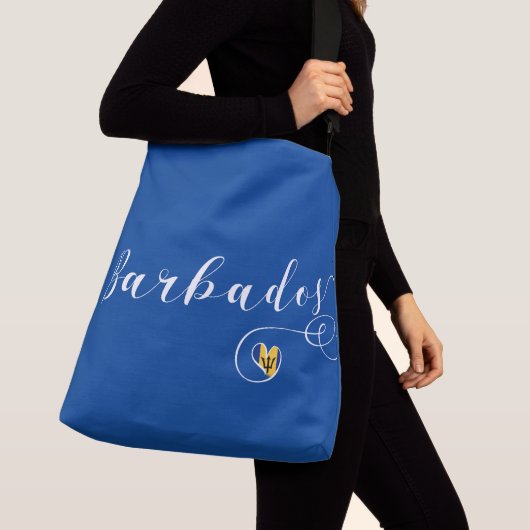 Barbados Heart Flag, Barbadian Crossbody Tas (Dichtbij)