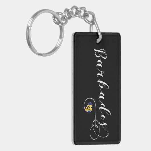 Barbados Heart Flag, Barbadian Sleutelhanger (Voorkant Links)